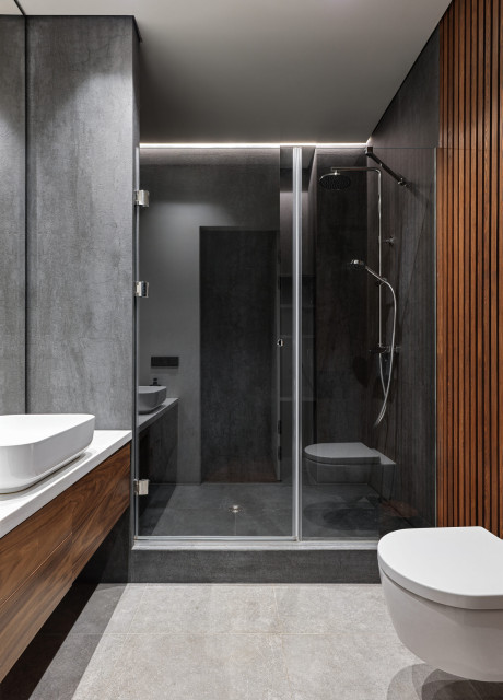 Warm Minimalism moderne-badevaerelse
