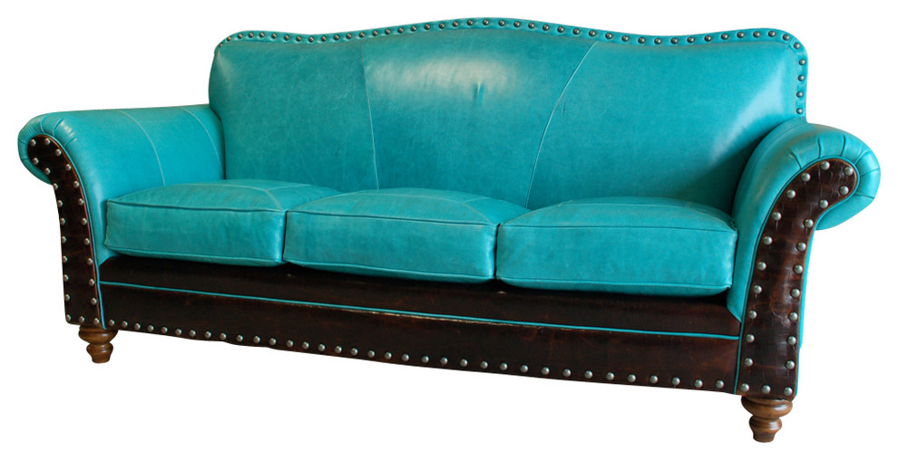 Albuquerque 3 Cushion Turquoise Sofa, Leather Sofa Sets Albuquerque