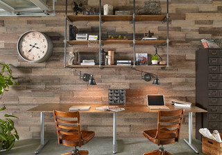 Modern Wood Planks インダストリアル-ホームオフィス仕事部屋