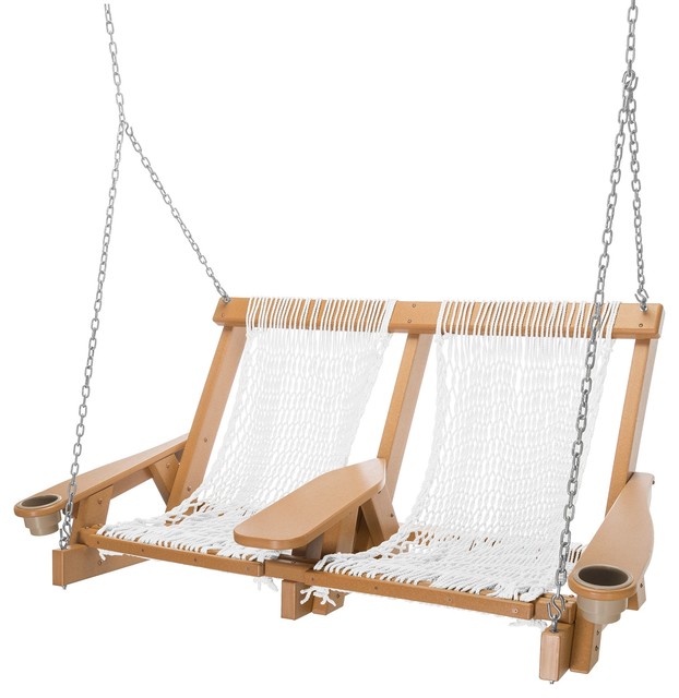 Pawleys Island Durawood Coastal Cedar Double Rope Swing Beach Pawleys Island Durawood Coastal Cedar Double White Polyester Rope Swing