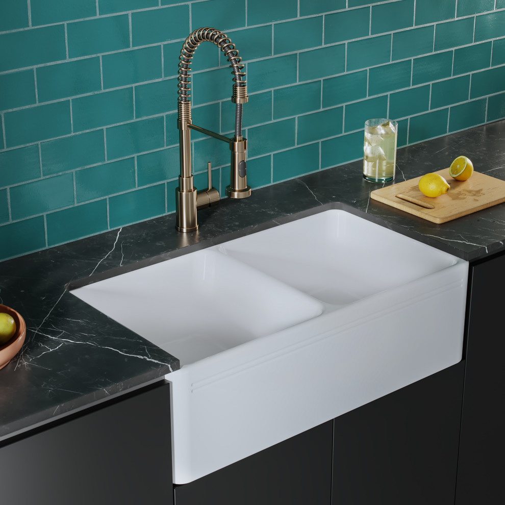 Delice Duo Farmhouse Sink Contemporary Kitchen Sinks by Swiss