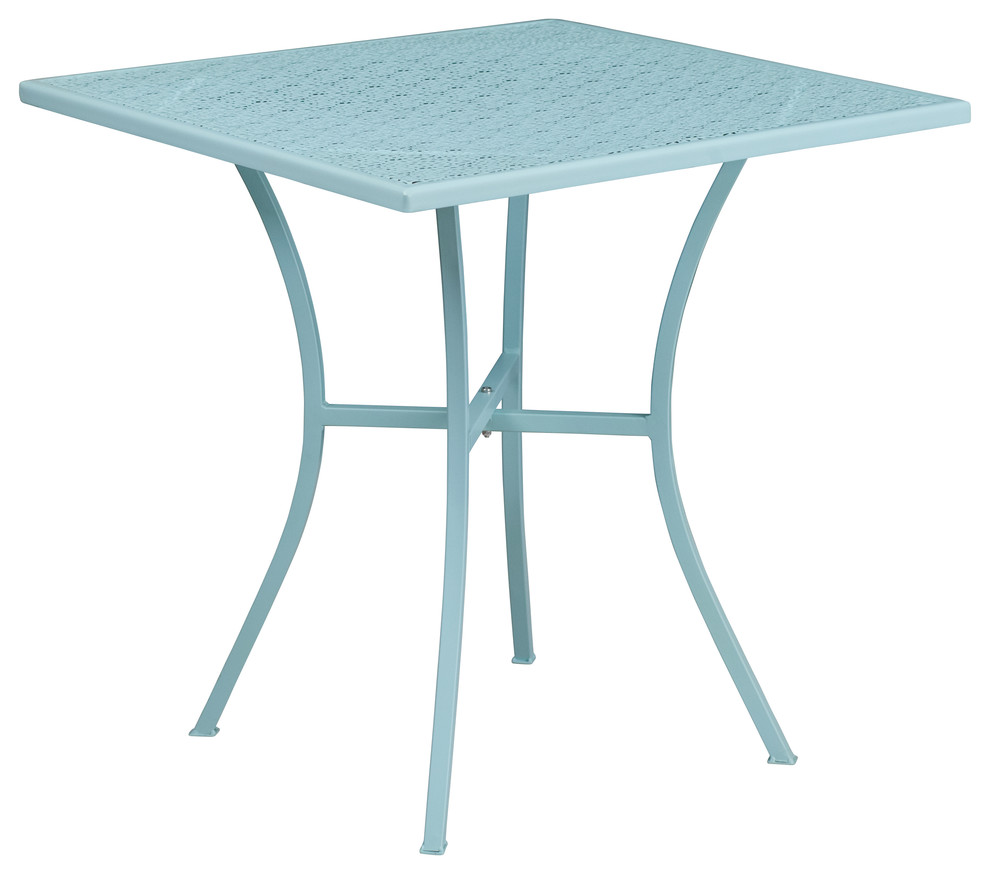 28" Steel Patio Table, Sky Blue