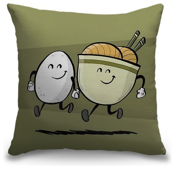 "Egg and Noodle I - Food Pairings" Outdoor Pillow 20"x20"