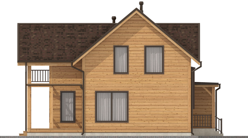 Деревянный дом с гаражом