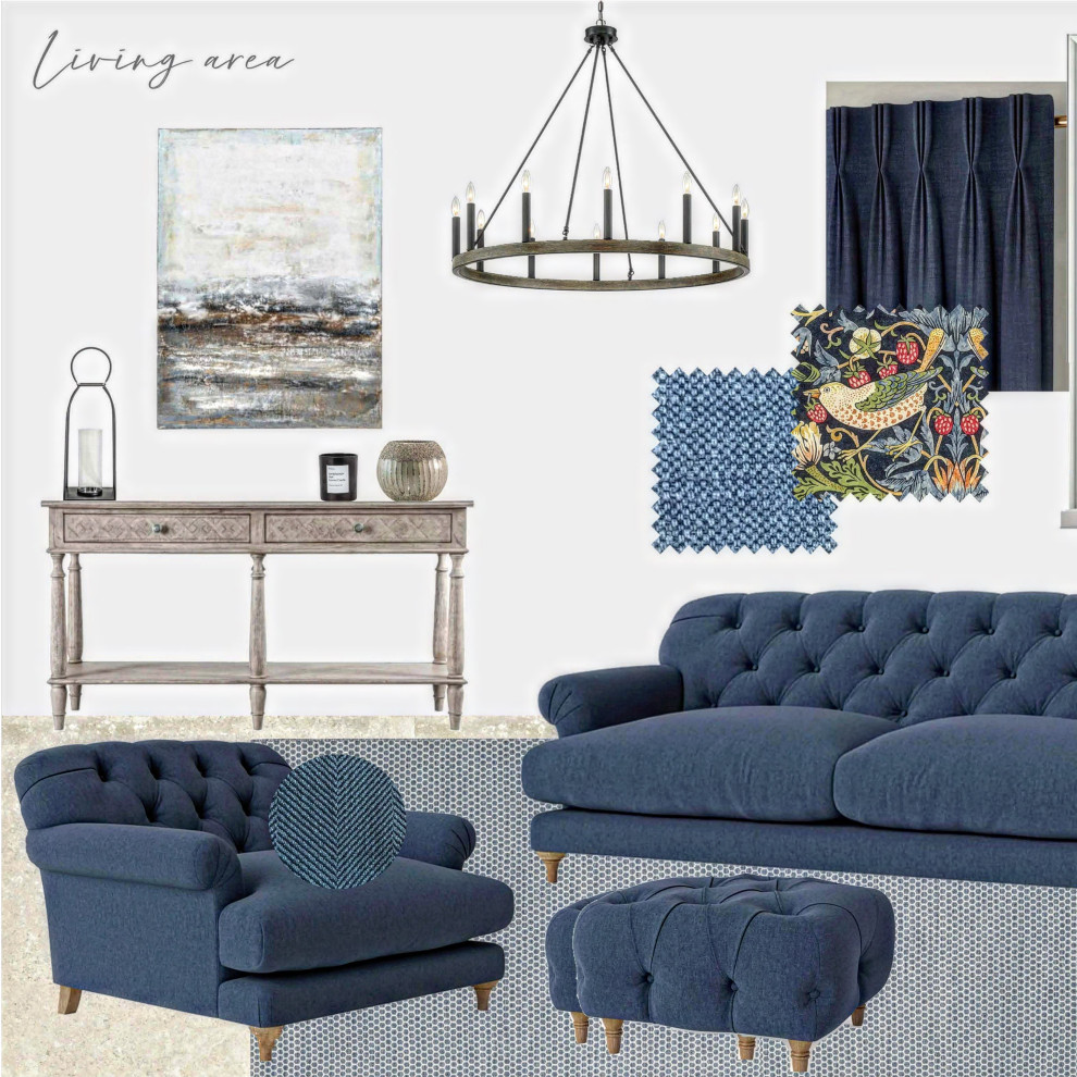 Contemporary country living room moodboard