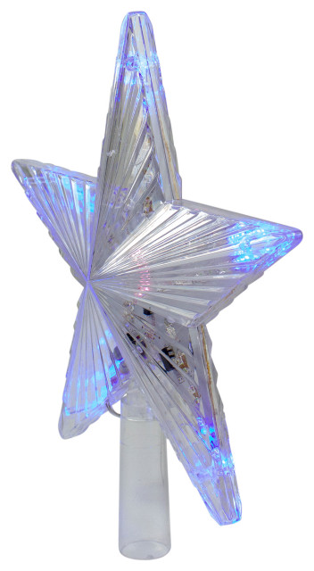 9.5" Lighted Clear 5 Point Star Christmas Tree Topper - Multicolor LED ...