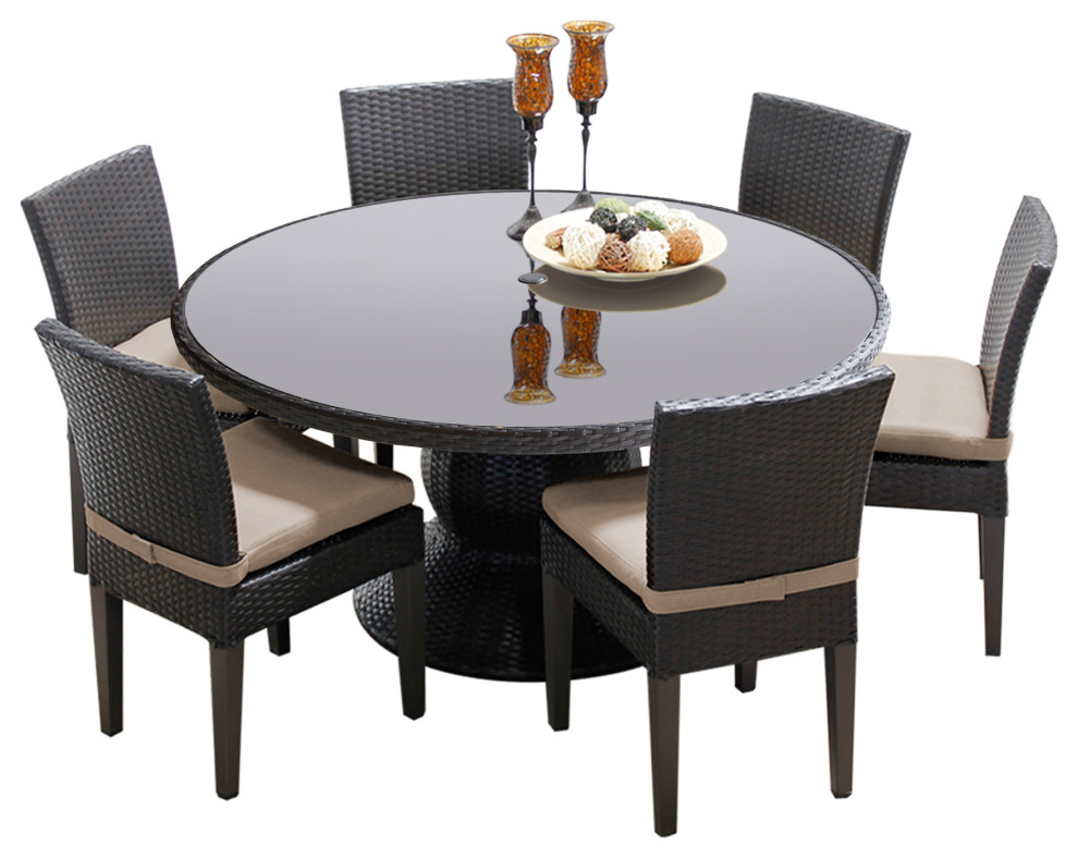 Napa 60" Outdoor Patio Dining Table with 6 Armless Chairs Tropical