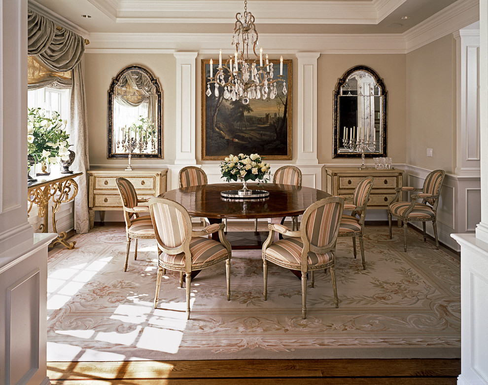 Traditional dining room in San Francisco with beige walls.