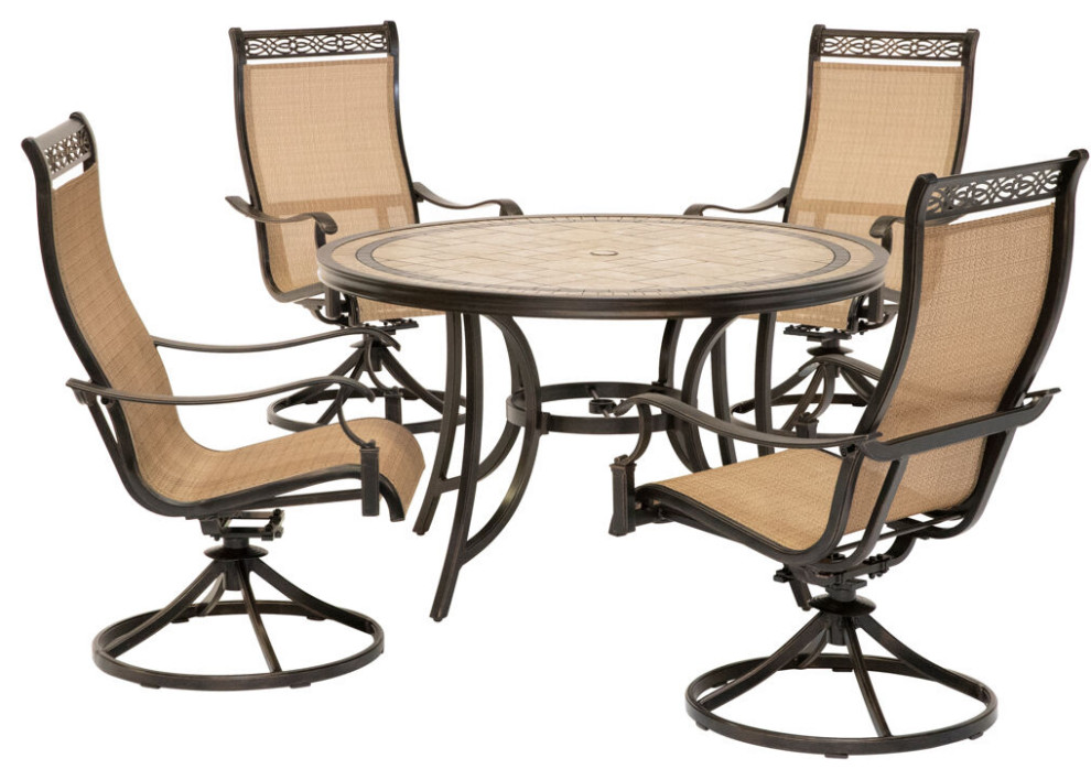Monaco 5 Piece Dining Set Four Sling, Tile Top Dining Table Outdoor