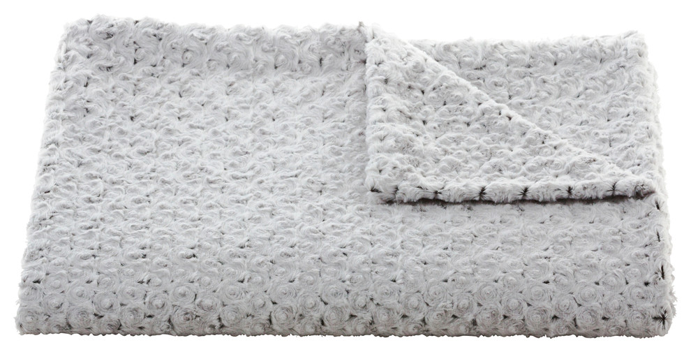 Duo Tone Soft Cuddle Throw in Rosebud Silver & Charcoal, Standard Throw