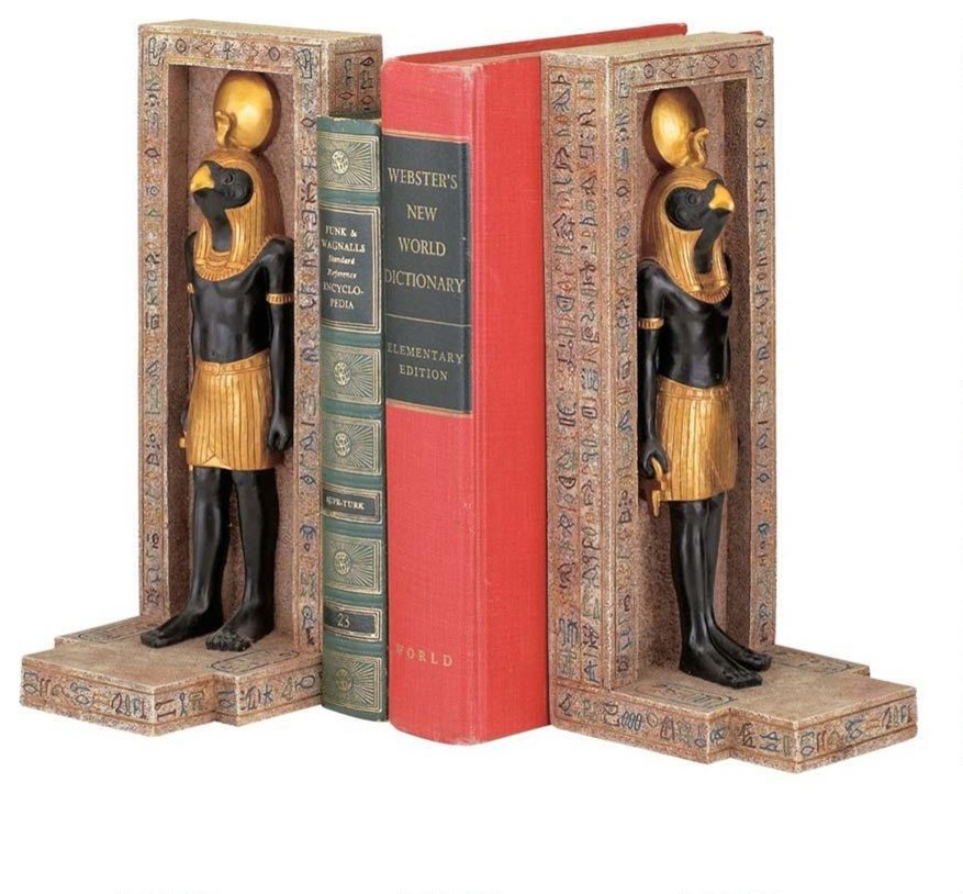 Ancient Egyptian Sculpture Horus God of Sky Bookend Set of 2 Traditional Bookends by