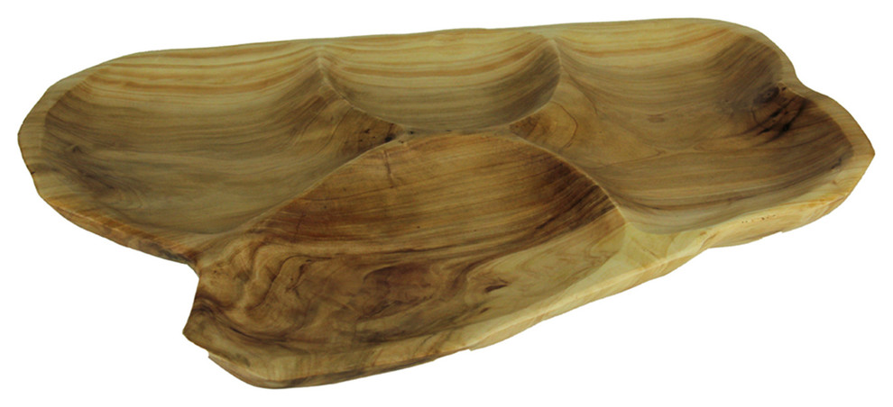 Natural Fir Tree Root 4-Section Snack Serving Tray