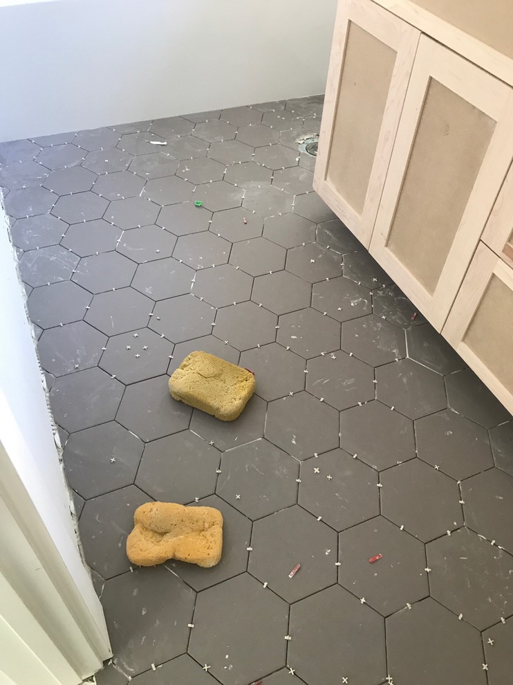 Grout color for dark gray hex floor