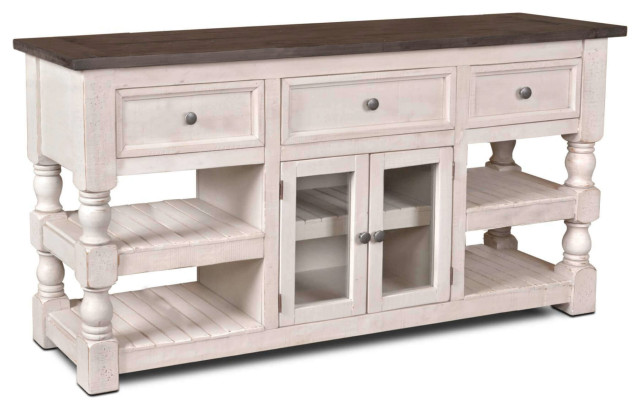 Barn Door Console - Media Cabinet - Tv Stand - Rustic White And Brown ...