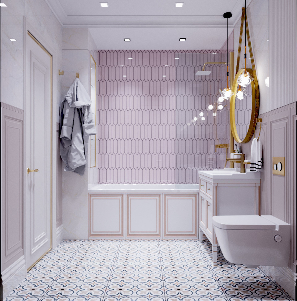 Дизайн ванной комнаты и душевой комнаты в классическом стиле. Вариации.