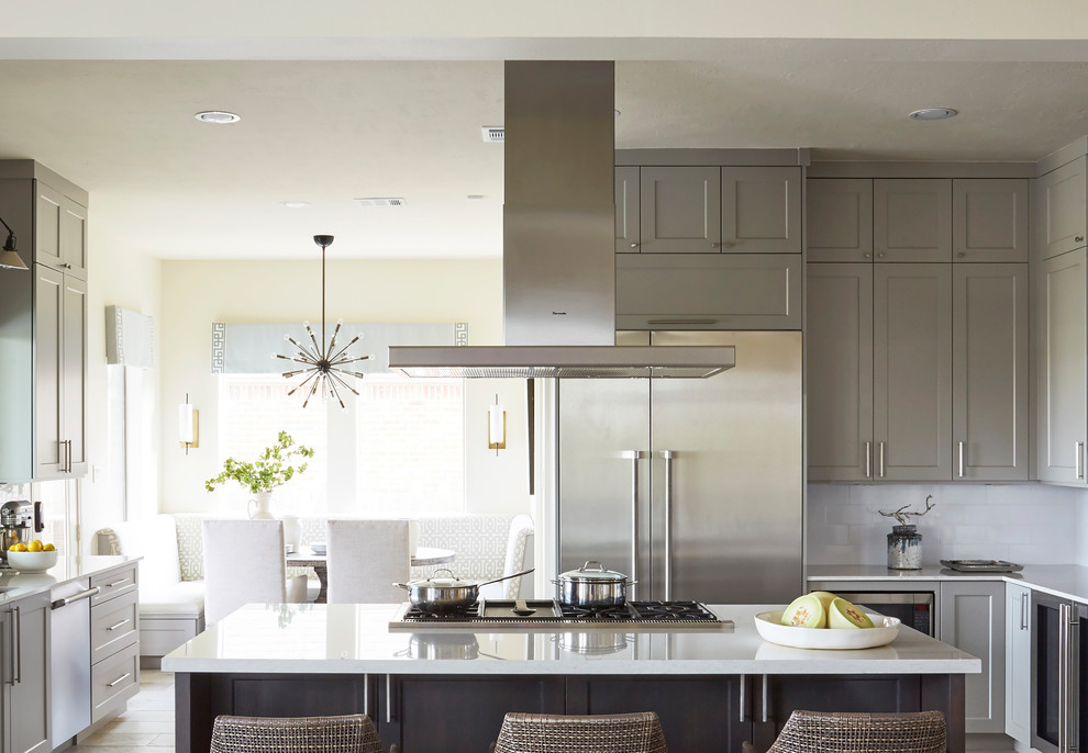 Example of a transitional kitchen design in Houston