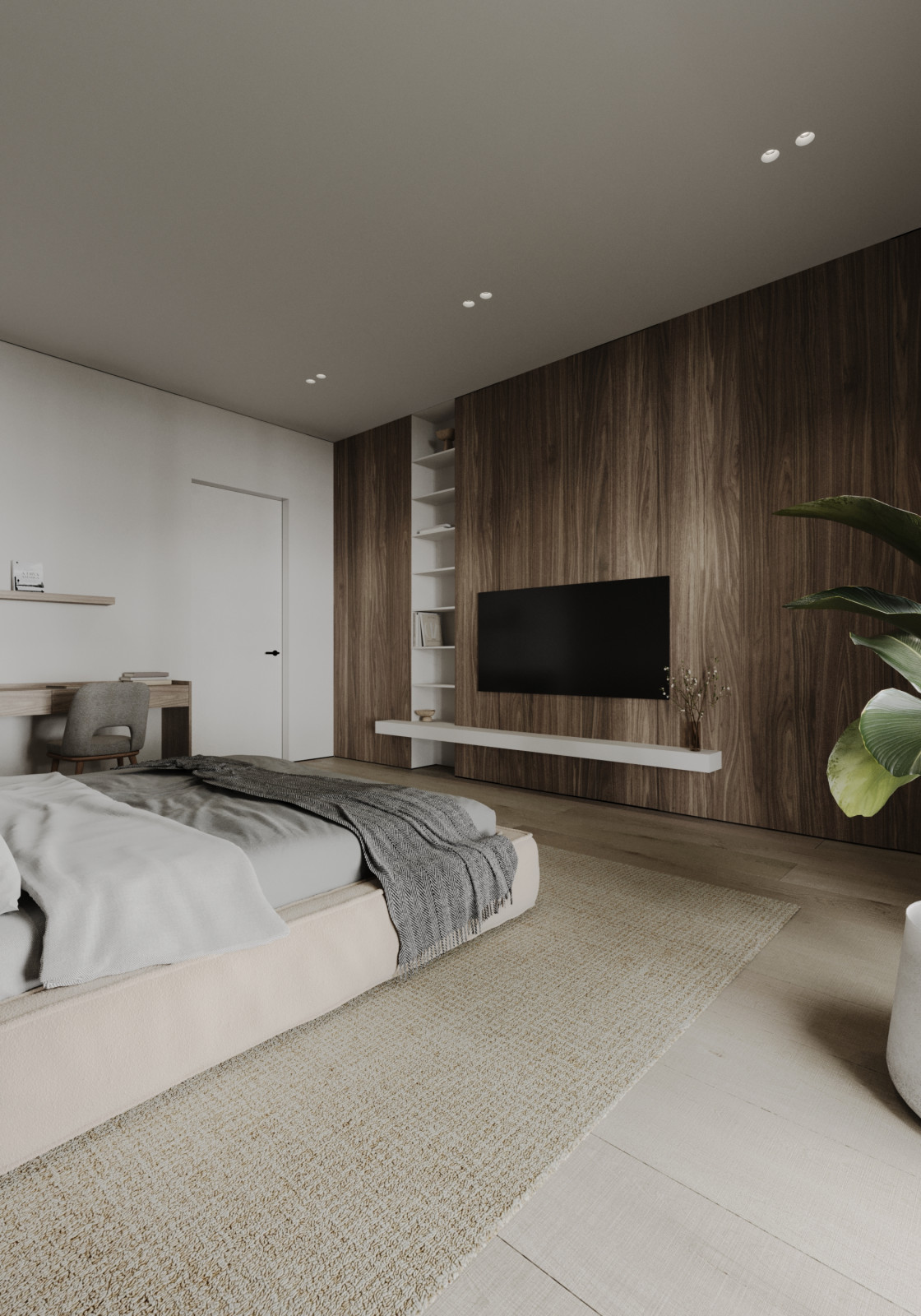 Дизайн спальни из проекта загородного дома The CUBE