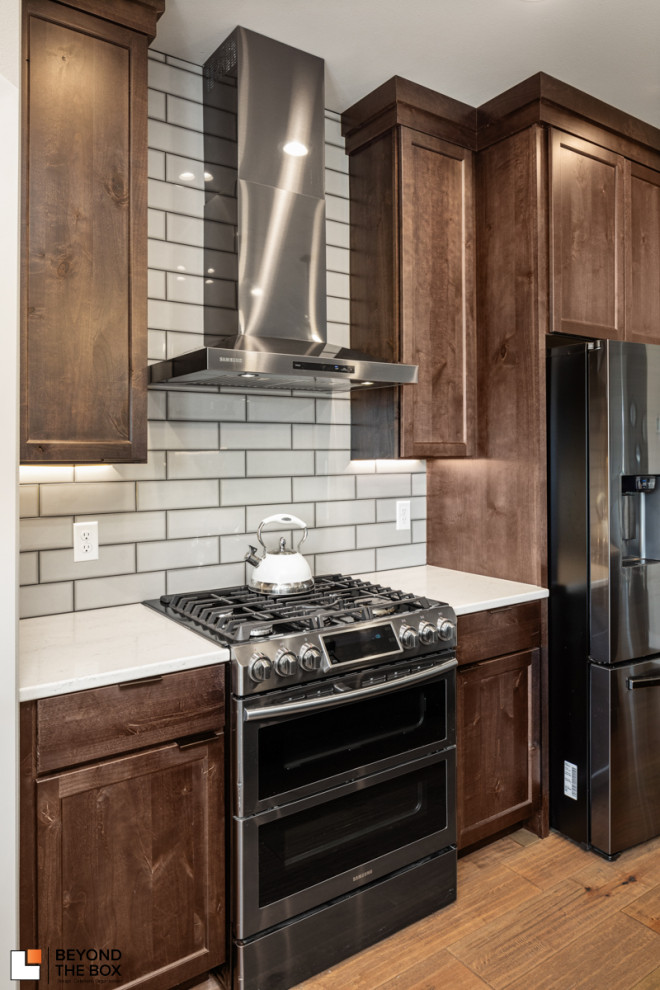 Inspiration for a transitional kitchen remodel with an island