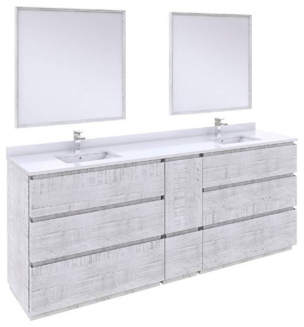 Fresca Formosa Modern 84" Rustic White Double Sink Vanity Set