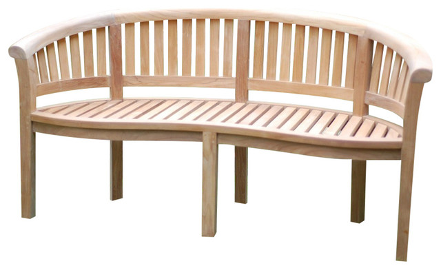 Kensington Curved Arm 3 Seater Bench, Grade A Teak