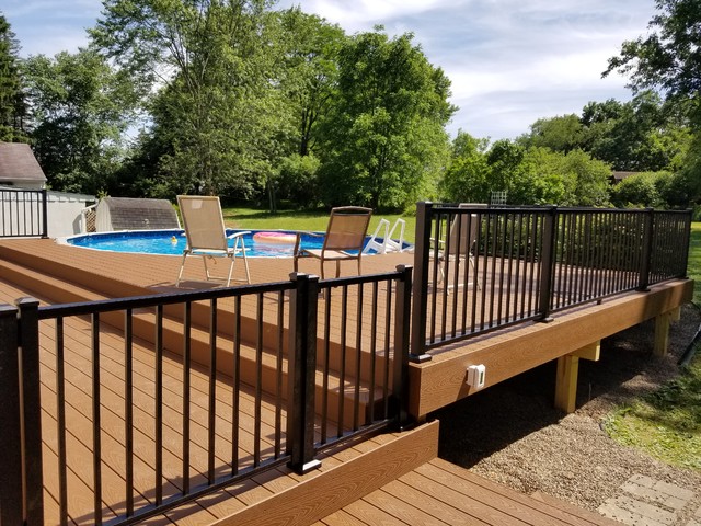 Multi-tiered pool deck modern-deck