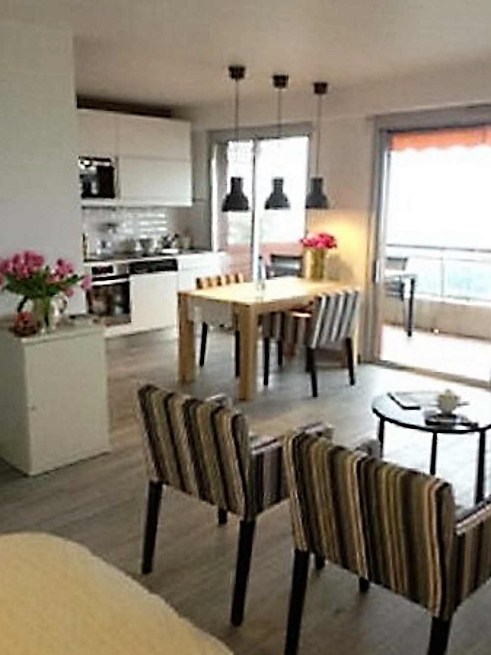Un espace cuisine / déjeuner / salon ouvert