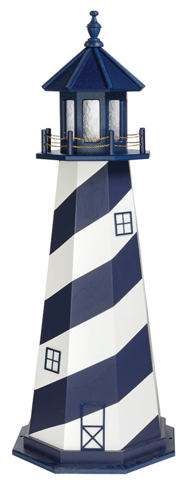 Cape Hatteras Hybrid Lighthouse, Patriot Blue & White, 5 Foot, Solar, No Base