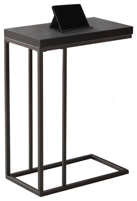 C-Shaped Accent Table, Brown, Base: Bronze