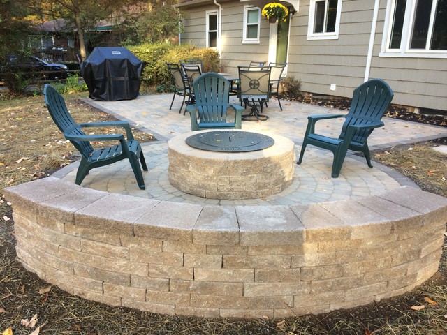 Techo Bloc Patio Fire Pit In Basking Ridge Nj Traditional