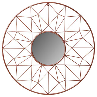 Kate and Laurel Renata Geometric Dimensional Metal Wall Mirror, Rose Gold