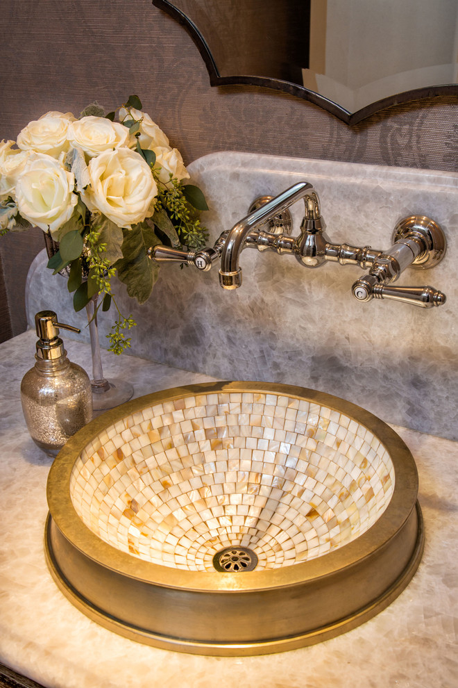 Design ideas for a traditional powder room in Orange County.