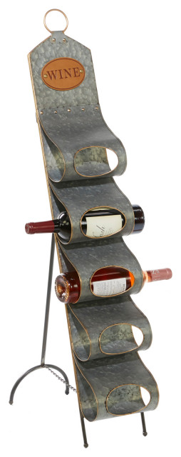 Gray Metal Contemporary Standing Wine Rack 561425