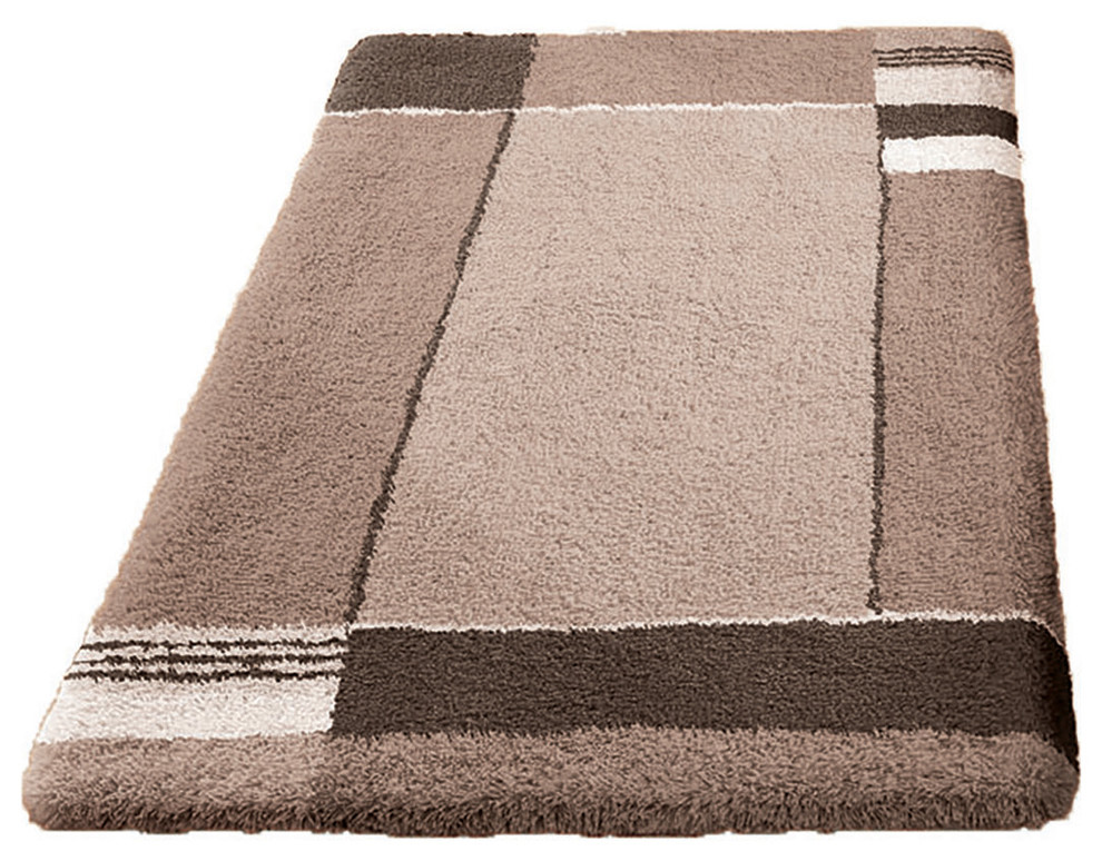 Taupe Non Slip Washable Bathroom Rug, Padova, Medium Contemporary