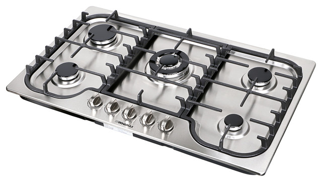 Euro Style 34 Stainless Steel 5 Burner Built In Stoves Gas Cooktop Euro Style 34 Stainless Steel 5 Burner Built In Stoves Gas Cooktop Fixed Cooker Modern Cooktops By Windmax Home Improvement Llc