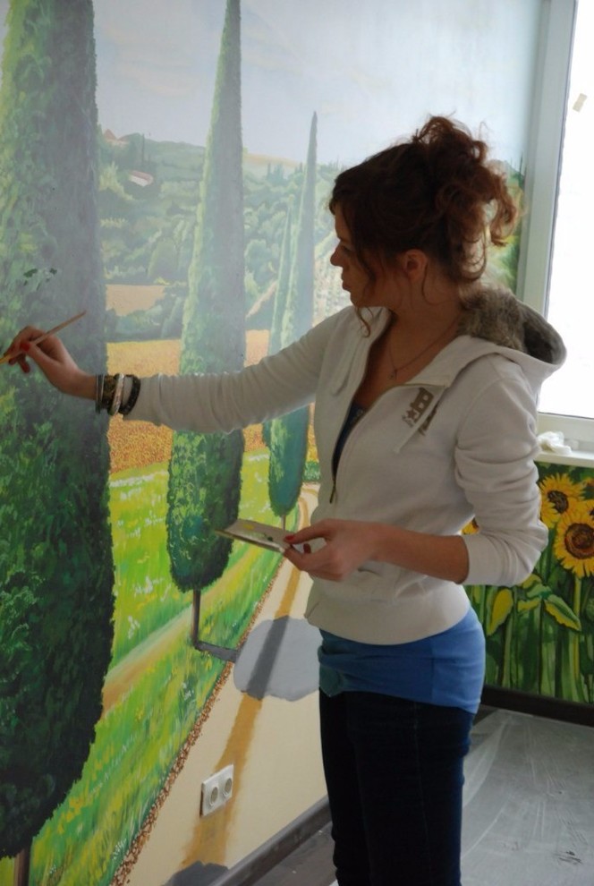 Роспись подсолнухи