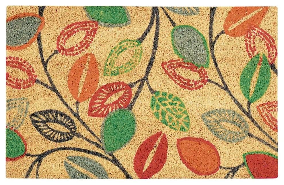 Waverly Greetings "Leaflet" Gray Doormat 1'6"x2'4", 1'6" x 2'4