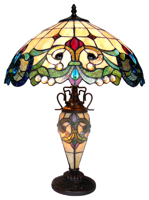 Dulce 3-Light Victorian Double Lit Table Lamp 18" Shade