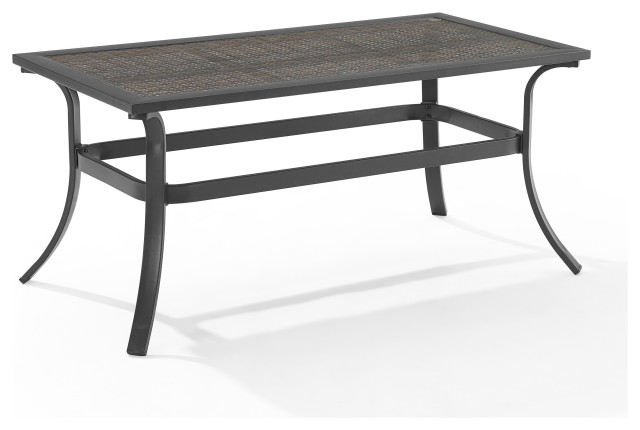 Dahlia Metal And Wicker Outdoor Coffee Table Matte Black/Brown