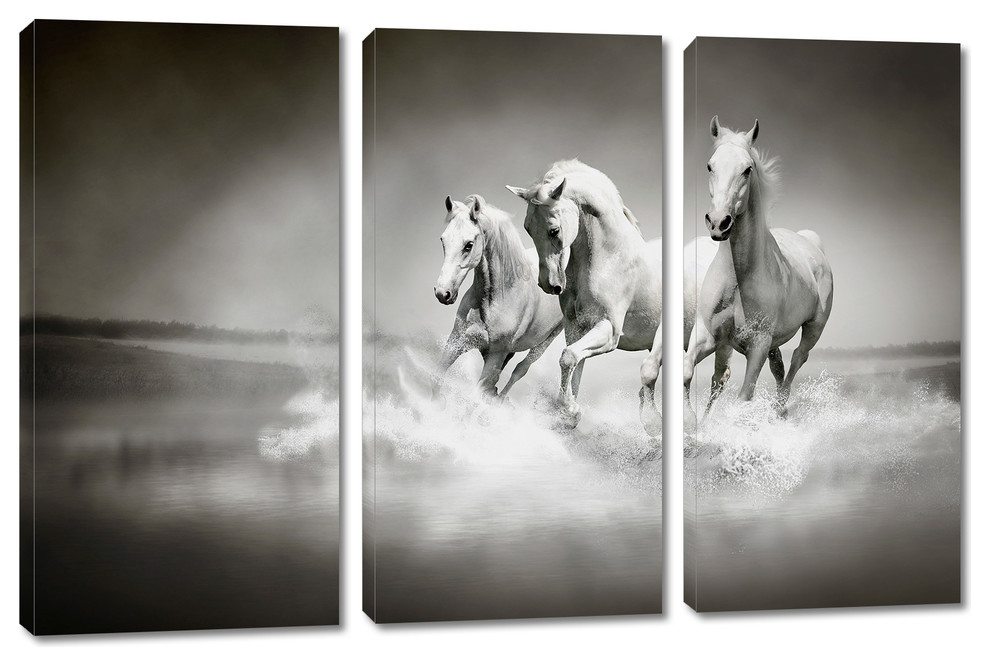 Amazing three horses running Canvas Print Home Decor Wall Art choose your size 