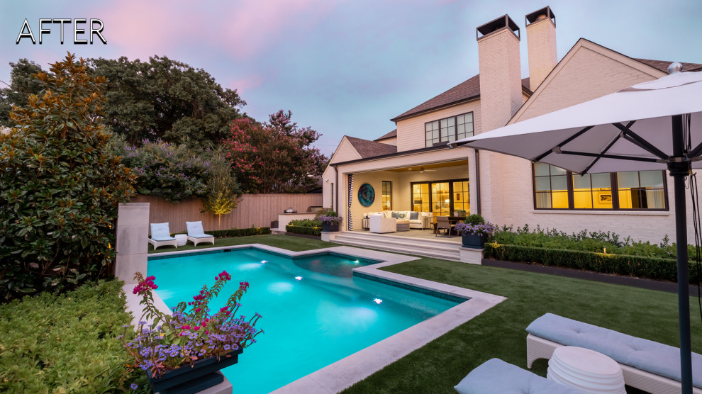 Transitional pool photo in Dallas