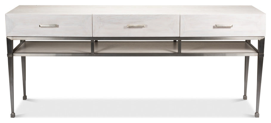 Soho Media Console Table With Drawers and Shelf White