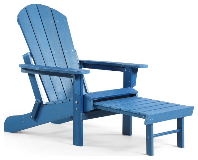 Hurley Stanton Drew Plastic/Resin Folding Adirondack Chair with Ottoman