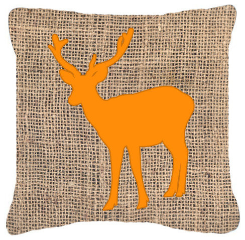 Deer Burlap Decorative Pillow, 14"x14"
