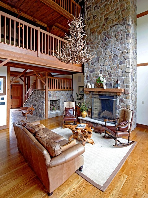 The Somerset Post and Beam Barn Home - Rustic - Living Room ...