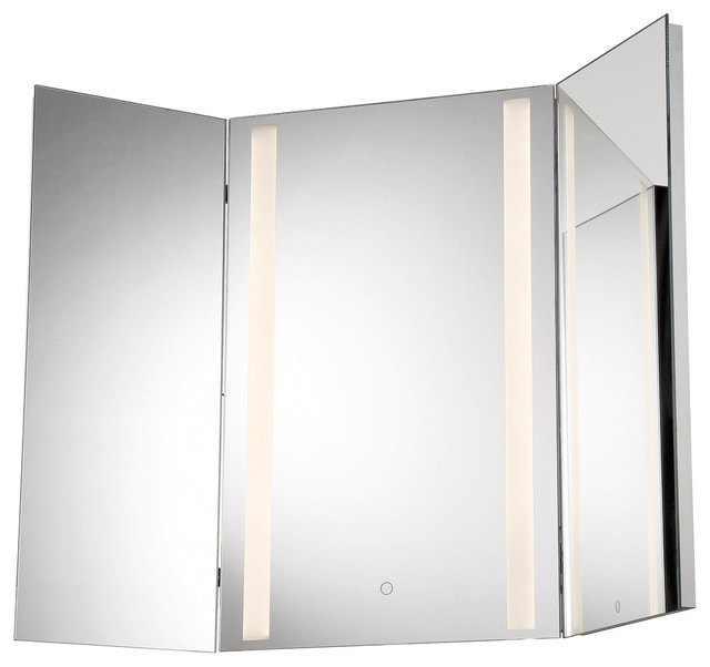 Tri Fold Led Small Mirror Wall Mirrors By Buildcom