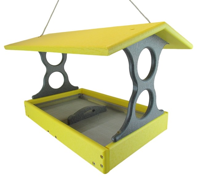 Jcs Wildlife Large Yellow Gray Poly Fly Thru Bird Feeder W