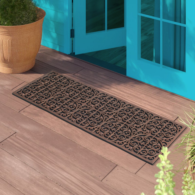 A1HC Rubber Grill, Indoor/Outdoor Large Double Doormat, 18"X48", Bronze
