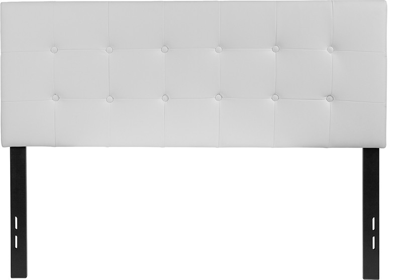 Lennox Tufted Upholstered Full Size Headboard in White Vinyl