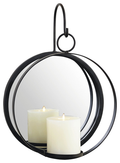 9x14 Orbit Candle Wall Sconce With Mirror Black Metal Candle Holder Transitional Wall Sconces By Artmaison Canada Houzz
