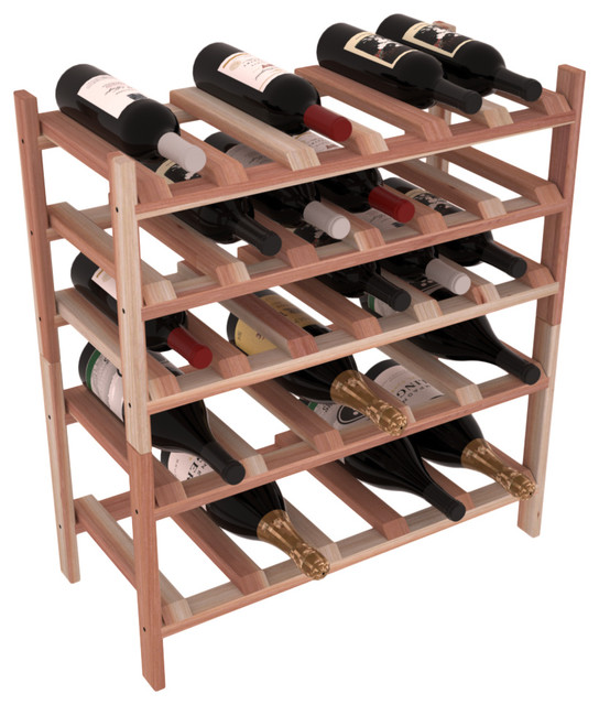 28 Bottle 750ml/1.5L Wine Rack Kit in Redwood Transitional Wine
